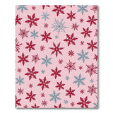 Pink Snowflake Pattern Area Rug with Red Blue Accents