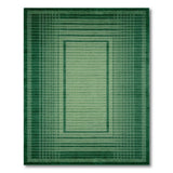 Green Emerald Green Geometric Grid Frame Rug