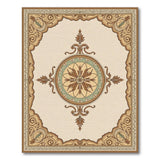 Elegant Cream Medallion Oriental Rug