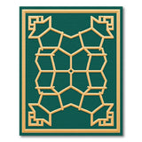 Emerald Green Gold Lattice Geometric Area Rug