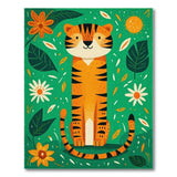 Playful Orange Tiger Kids Cartoon Area Rug