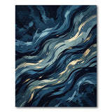 Midnight Blue Swirling Waves Area Rug
