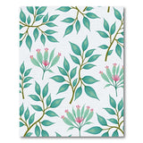 Green Eucalyptus Leaves Pink Blossom Area Rug