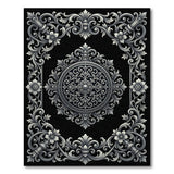 Ornate Silver Grey Floral Medallion Area Rug