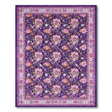 Purple Purple Peony Floral Persian Area Rug