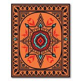 Vibrant Orange Starburst Persian Area Rug