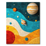 Whimsical Solar System Kids Rug with Planets Stars