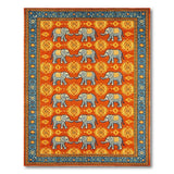 Vibrant Orange Elephant Motif Area Rug