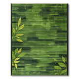 Vibrant Green Leaf Striped Area Rug