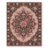 Ornate Pink Rose Medallion Persian Rug