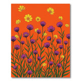 Vibrant Orange Floral Rug with Purple Yellow Blooms