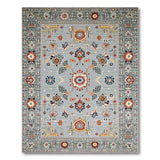 Grey Persian Floral Area Rug with Multi-Color Motifs
