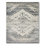 Distressed Grey Tribal Geometric Area Rug