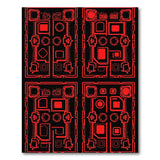 Futuristic Red Geometric Line Area Rug