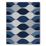 Blue and Teal Navy Blue Wavy Geometric Area Rug