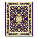 Luxurious Purple Persian Floral Area Rug with Gold Accents