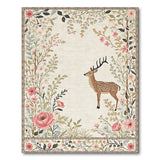 Vintage Pink Floral Deer Area Rug