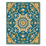 Ornate Teal Persian Floral Area Rug