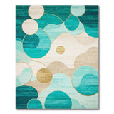 ODIKA Washable Teal Abstract Modern Area Rug - Low Pile Non-Slip Carpet