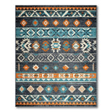 Southwestern Teal Orange Geometric Area Rug