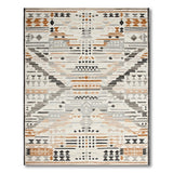 Terracotta Grey Geometric Tribal Area Rug