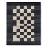 Modern Black White Geometric Checkerboard Area Rug