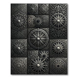 Ornate Black Star Mandala Tile Rug