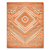 ODIKA Washable Southwestern Geometric Area Rug - Terracotta Orange Low Pile Non-Slip Rug