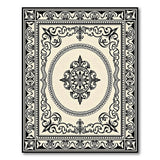 Ornate Black White Floral Medallion Rug