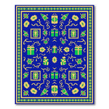 Festive Blue Persian Rug with Gift Boxes