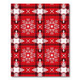 Red Plaid Snowflake Embroidered Area Rug