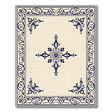 Navy Ornate Floral Border Cream Area Rug
