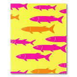 Vibrant Pink Orange Fish on Yellow Area Rug