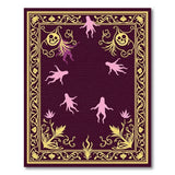 Ornate Gothic Purple Rug with Pink Tentacle Silhouettes