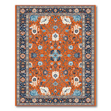 Orange Vibrant Orange Traditional Persian Floral Area Rug