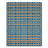 Teal Orange Plaid Geometric Woven Rug