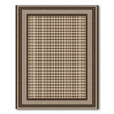 Brown Tan Checkered Plaid Rug with Ornate Border