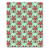 Vibrant Red Floral Teal Area Rug