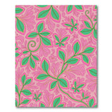 Vibrant Pink Green Leaf Swirl Area Rug