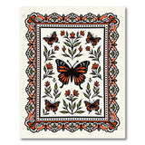 Vintage Monarch Butterfly Floral Area Rug