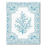 Ornate Blue Foliage Frame Area Rug