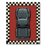 Vintage Red Pickup Truck Checkered Area Rug