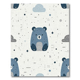 Cute Blue Bear Cloud Nursery Rug
