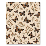 Monarch Butterfly Leaf Pattern Beige Area Rug