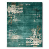 Green Teal Abstract Geometric Area Rug