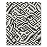 Bold Black White Geometric Maze Rug