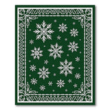 Emerald Green Snowflake Ornate Border Area Rug