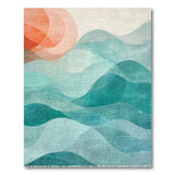 Teal Ocean Waves Sunset Area Rug