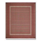 Red Geometric Lattice Area Rug with Ivory Border