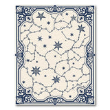 Navy Constellation Star Map Area Rug with Ornate Frame